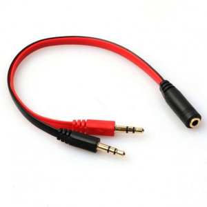 Сплиттер Jack 3.5(мама) 2*Jack 3.5(папа) для наушников и микрофон, круглый