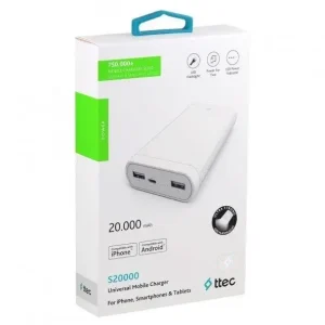 Павер банк з ліхтарем Power Bank Power 20000 mAh Ttec ABC білий