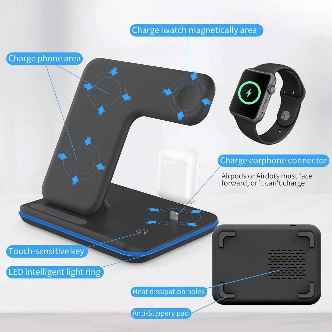 Беспроводное зарядное устройство 3 в 1 Veron Wireless Charger — изображение 4