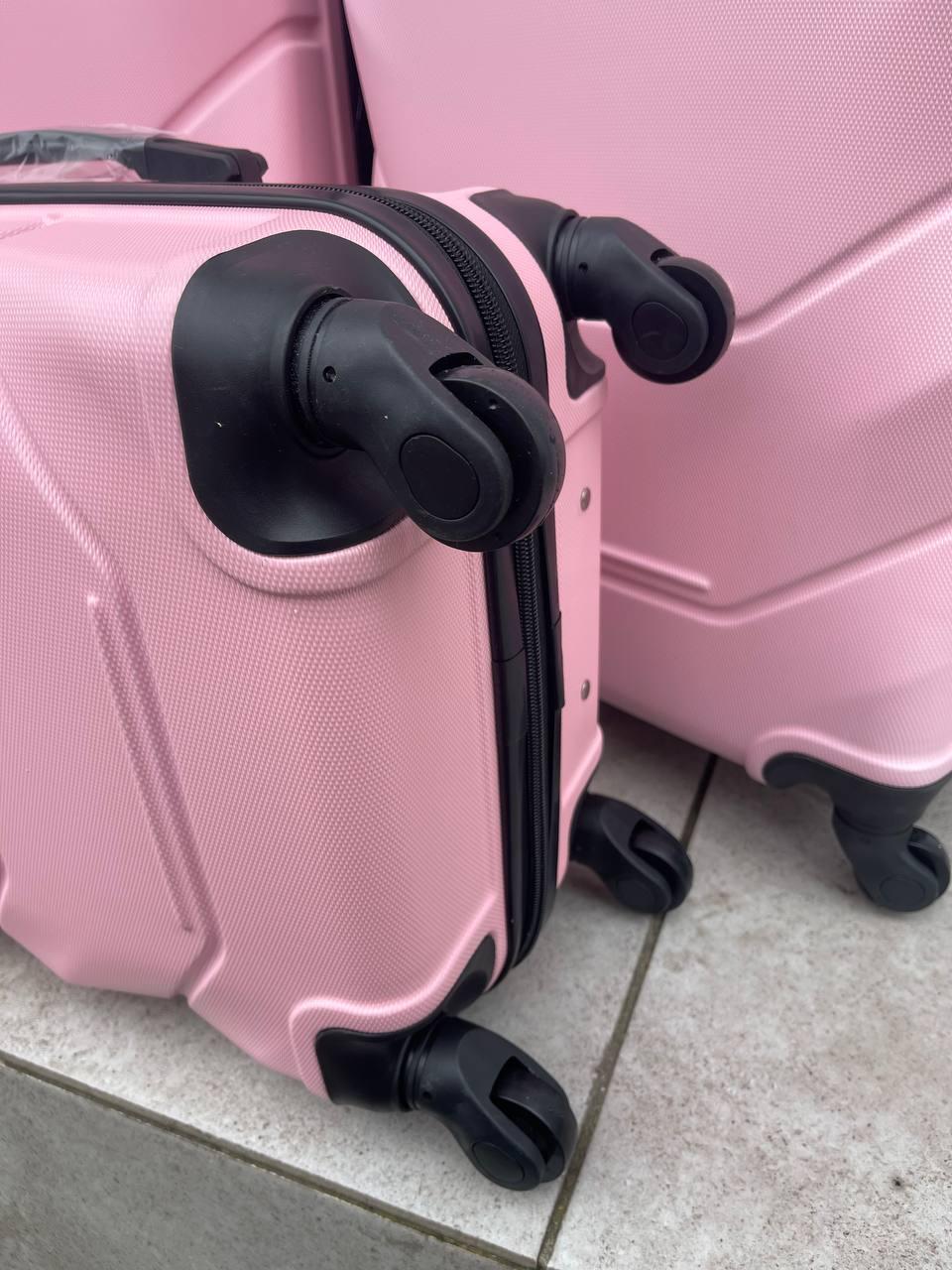 Комплект чемоданов пластиковый на 4х колёсах ( L M S ) FLY розовое Пудра. (OR) — изображение 6