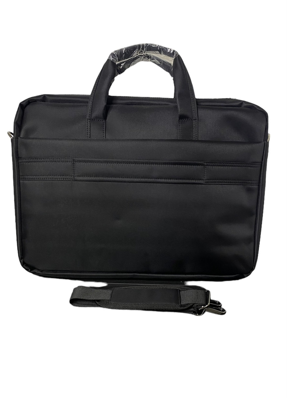 Компактная вместительная Черная сумка для ноутбука 17" и документов из текстильного материала, через плечо — изображение 2