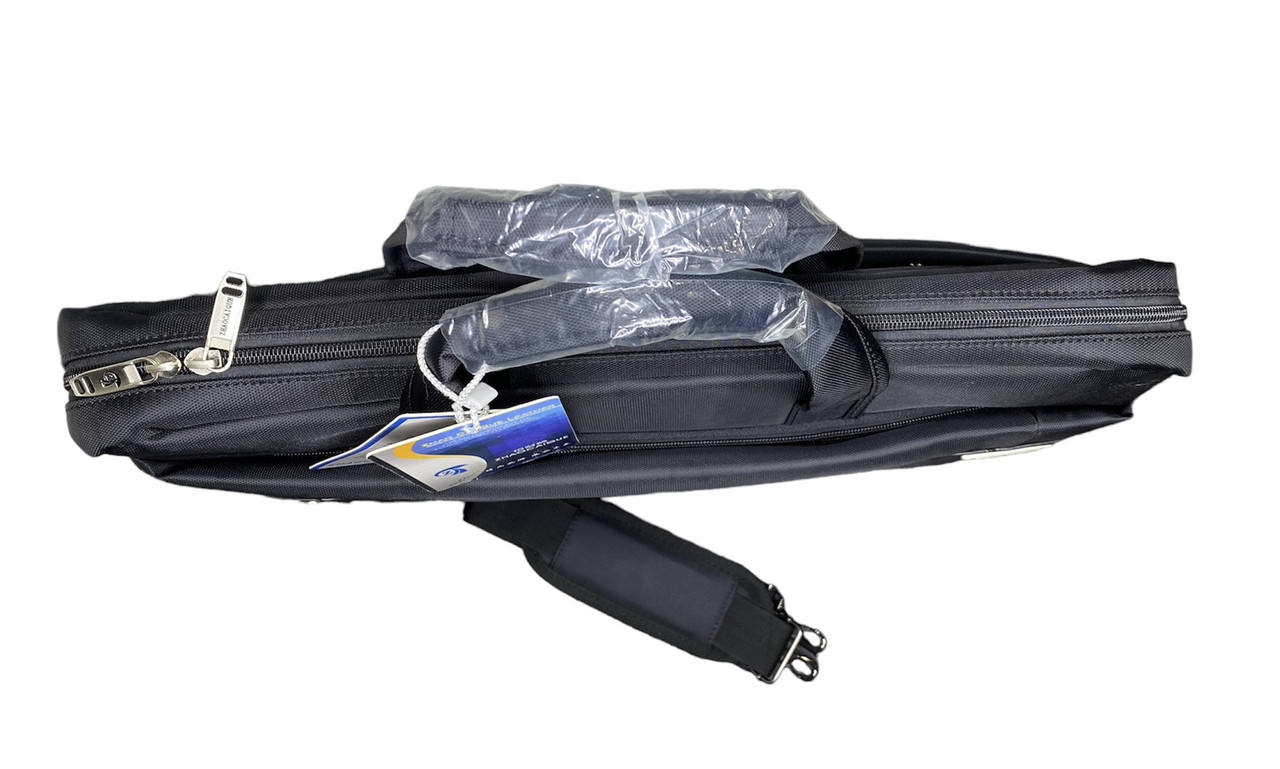 Компактная вместительная Черная сумка для ноутбука 17" и документов из текстильного материала, через плечо — изображение 5