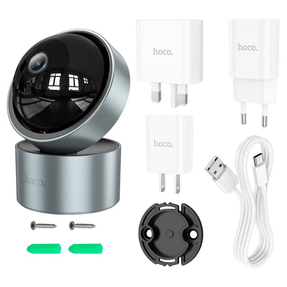 Камера видеонаблюдения Hoco Indoor PTZ HD cameray gray D5 3MP — изображение 3
